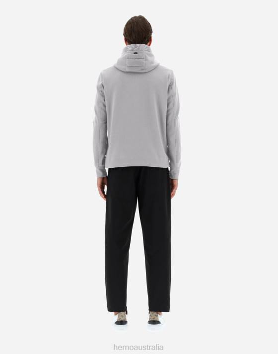 BOMBER JACKET IN NYLON ULTRALIGHT  FLEECE Herno Men Light Grey 2L0H773 Outerwear