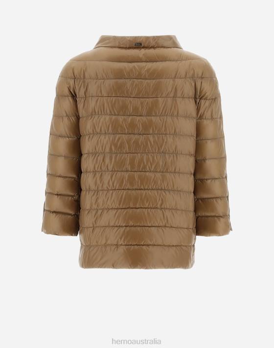 CAPE IN NYLON ULTRALIGHT  MONOGRAM Herno Women Camel 2L0H457 Outerwear