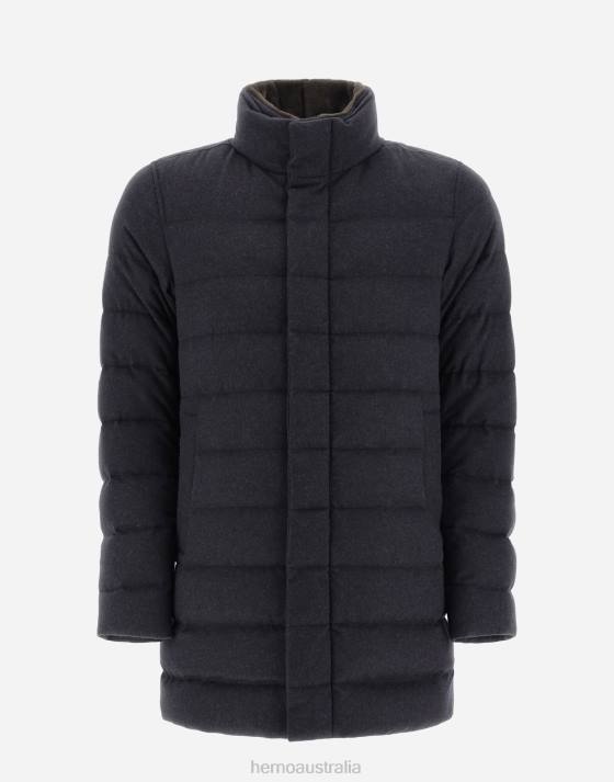 CASHMERE AND SILK COAT Herno Men Slate 2L0H738 Outerwear