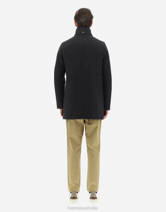 DIAGONAL WOOL CARCOAT WITH KNITTED COLLAR Herno Men Grey 2L0H658 Outerwear