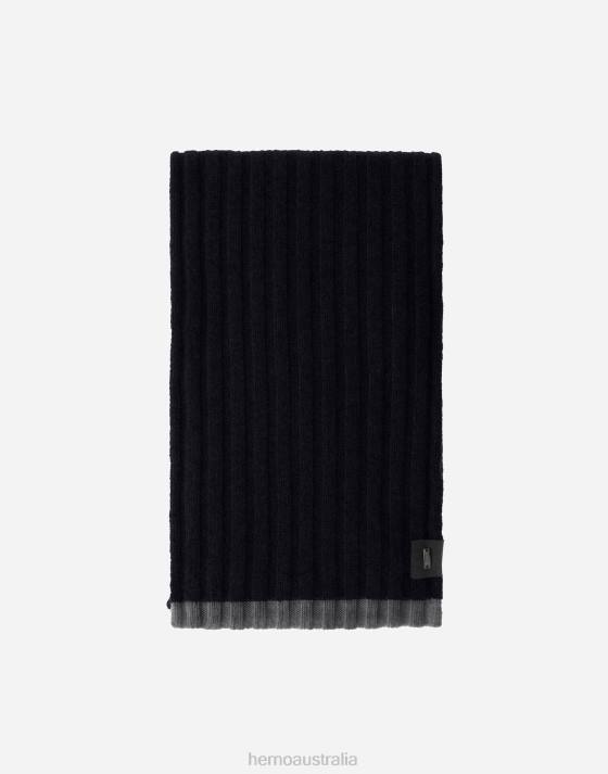 ETERNITY CASHMERE RIB SCARF Herno Men Navy Blue 2L0H611 Accessories