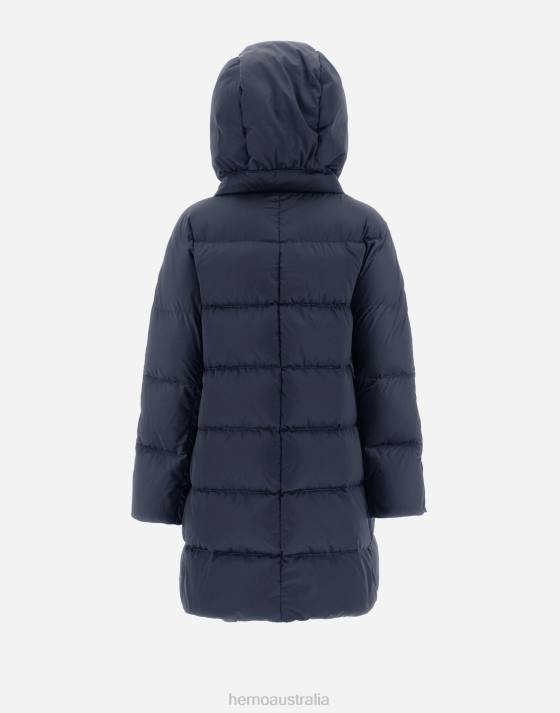 HOODED SATIN A-SHAPE Herno Women New Blue 2L0H183 Outerwear