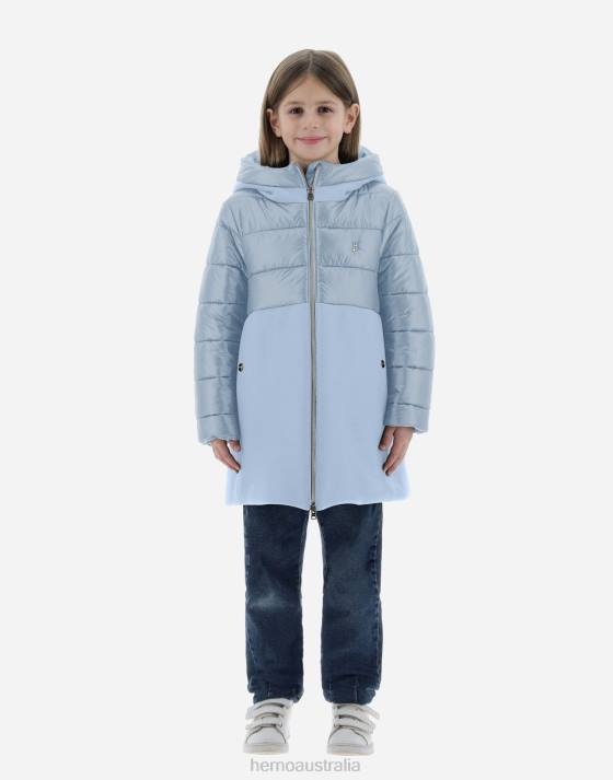 PARKA IN ECOWOOL AND NYLON ULTRALIGHT Herno Kids Light Blue 2L0H837 Outerwear