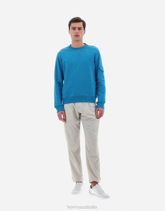 RESORT SWEATSHIRT IN COTTON SWEATER Herno Men Smurf 2L0H688 Clothing
